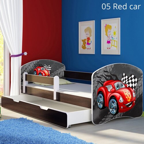 ACMA Dječji krevet s motivom, bočna wenge + ladica 140x70 cm - 05 Red Car Cijene