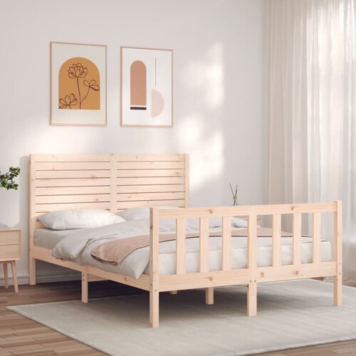 vidaXL Posteljni okvir z vzglavjem 140x200 cm trden les Cene