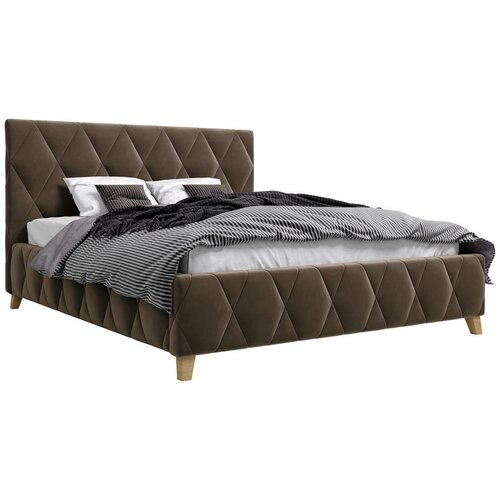 MID.YOU OBLAZINJENA POSTELJA 140 cm x 200 cm , les, kovina, tekstil, leseni material umazano rjava Slike