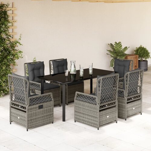  7-dijelni vrtni blagovaonski set sivi od poliratana Siva 160 x 80 x 74 cm Slike