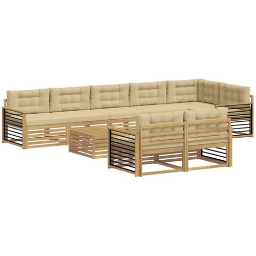 vidaXL Zunanja garnitura za sedenje 9 pcs Bela in bež Poliester, (5000270641) Cene