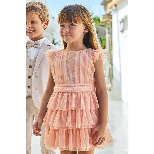 Mayoral Dječja haljina boja: bež, mini, širi se prema dolje