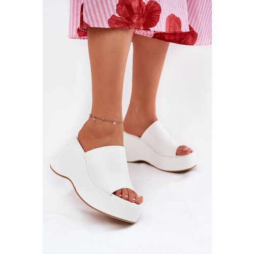 Boto Eco Leather Women's Slippers On Platform And Wedge White Kisoffi Cene