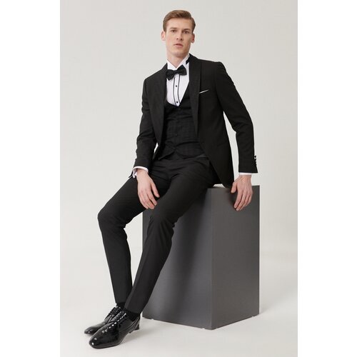 ALTINYILDIZ CLASSICS Men's Extra Slim Fit Slim Fit Tuxedo Groom Suit with Vest Slike