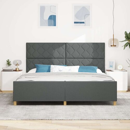 VidaXL Krevet u tamnosivoj boji 200x200 cm od tkanine Slike