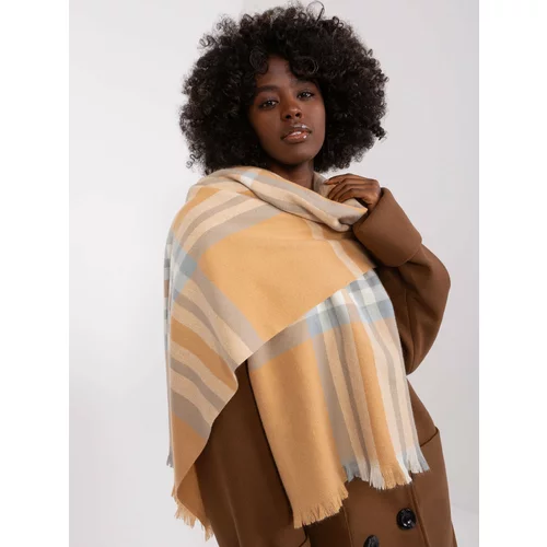 Fashion Hunters Women's checkered scarf in camel gray color