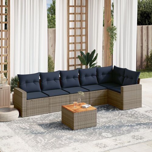 vidaXL 7-dijelni set vrtnih sofa od poliratana s jastucima sivi Cijene