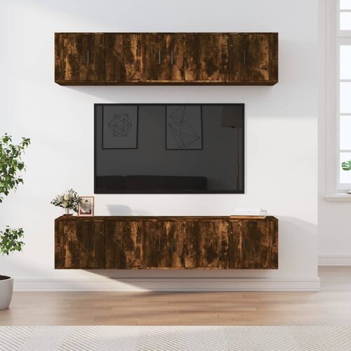 The Living Store Komplet TV omaric 6-delni dimljen hrast inženirski les - Komplet TV Omaric, (21373983) Slike