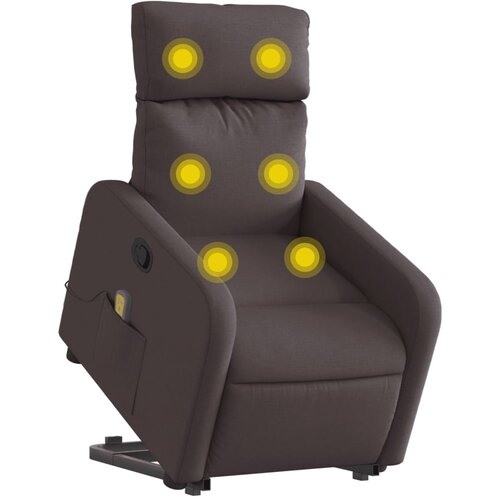  Masažni naslonjač na podizanje tamnosmeđi od tkanine Slike