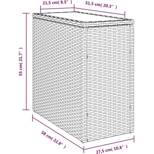 vidaXL Vrtna miza z leseno mizno ploščo rjava 58x27,5x55 cm poli ratan Cene