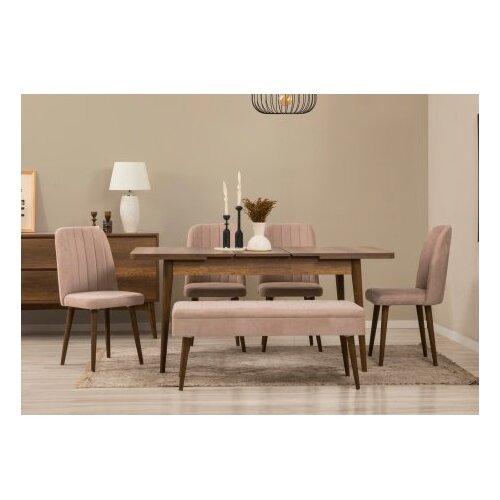 Hanah home vina 03 0900 walnut stone (produžni trpezarijski sto, stolice i konzola set (7 komada)) Cene