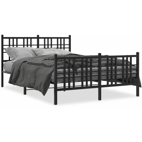 vidaXL Kovinski posteljni okvir z vzglavjem in vznožjem črn 120x190 cm
