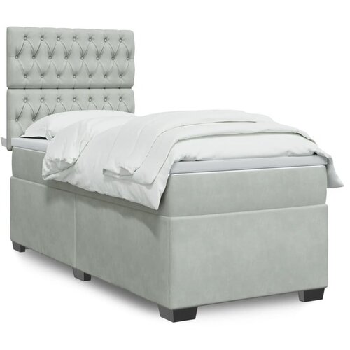 vidaXL Box spring postelja z vzmetnico svetlo siva 80x200 cm žamet Cene