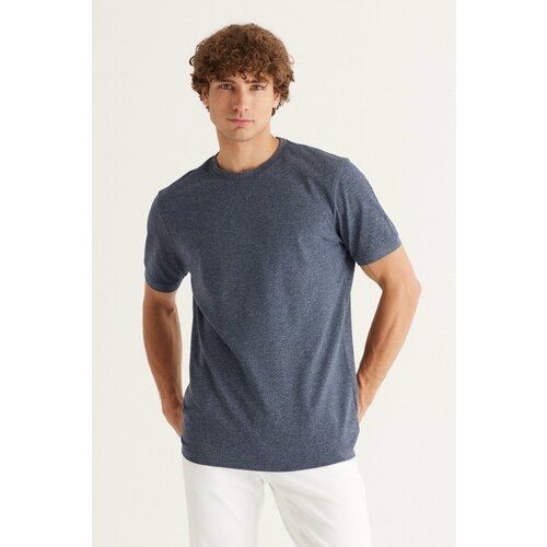 AC&Co / Altınyıldız Classics Men's Navy Blue Melange Slim Fit Slim Fit Crewneck Cotton Short Sleeved T-Shirt. Slike