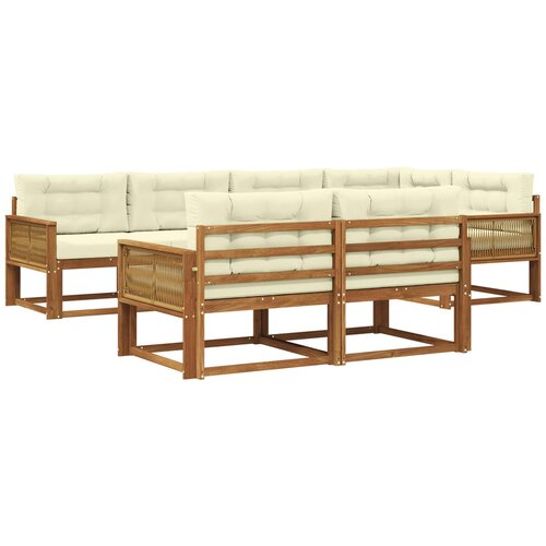vidaXL Zunanja garnitura za sedenje z blazino 7 pcs Naravna in smetana, (5000282624) Cene