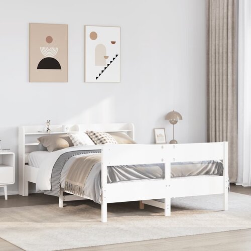 VidaXL Okvir kreveta bez madraca bijeli 120 x 200 cm masivna borovina Slike