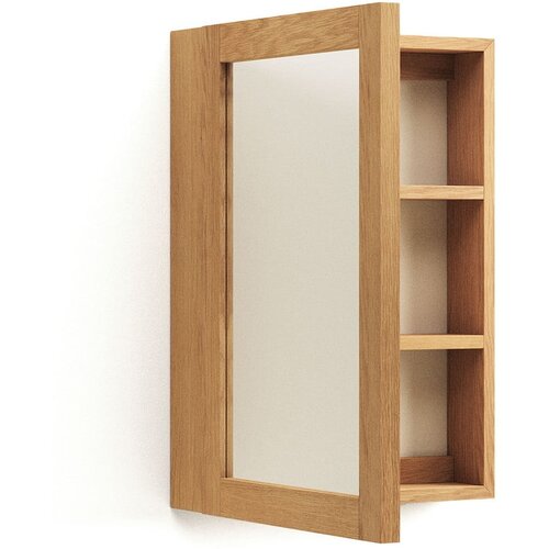 Kave Home stenska kopalni&amp;scaron;ka omarica z ogledalom iz masivnega tika 50x70 cm plubia &amp;ndash; Slike