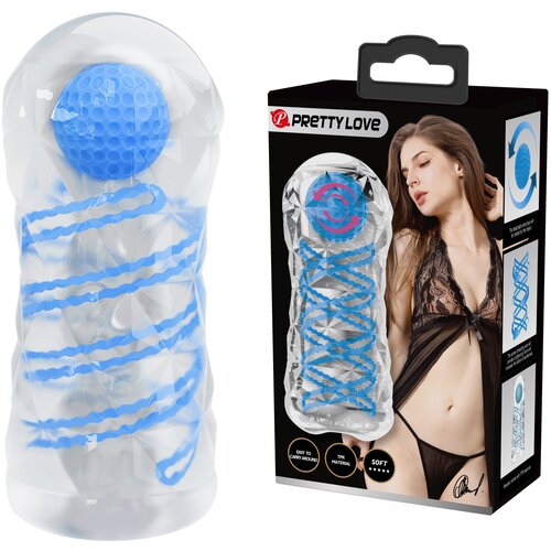 Pretty Love Tightening Spiral & Stimulation Ball Masturbator Transparent-Blue Cene