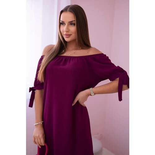 Kesi Dress with ties on the sleeves plum Cene
