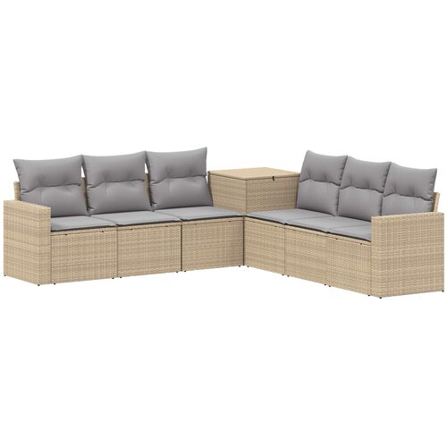  Set sofe 7 kom. Bež i svijetlo siva 55 x 55 x 69 cm Slike