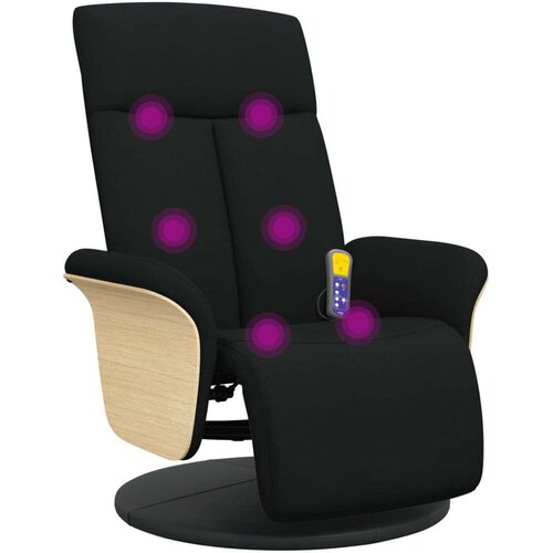 VidaXL Masažni naslonjač od tkanine s osloncem za noge crni Slike