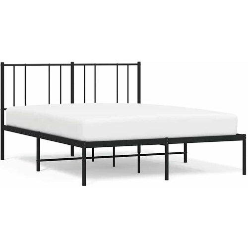  Metalni okvir za krevet s uzglavljem crni 135x190 cm Slike
