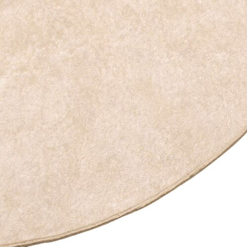  Tepih Print Krema &amp;Oslash; 120 cm Poliester i PVC - Krema 120 x 120 cm Slike