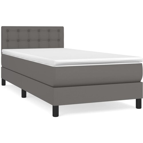 Maison Chic Box spring postelja - Vzmetna postelja z vzmetnico siv 90x190 cm umetno usnje SL7034, (21903719) Slike