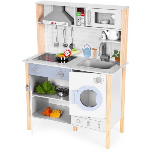 ECO TOYS dječja kuhinja za igru sa zvukovima, LED rasvjetom, pećnicom, perilicom rublja i dodacima Slike