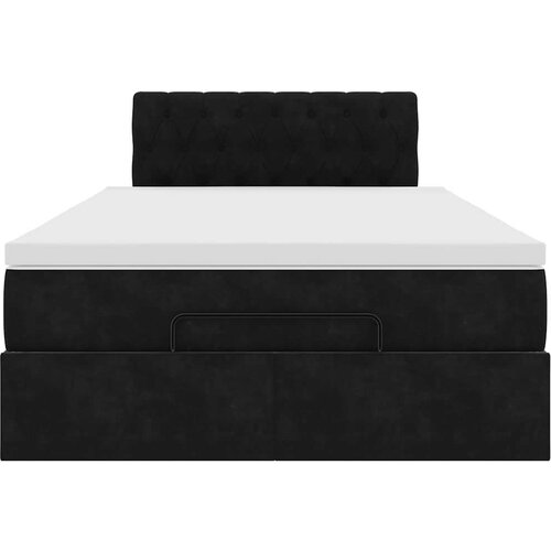 VidaXL otomanski okvir kreveta s madraca crni 120x190 cm bar&amp;scaron;unasti Slike