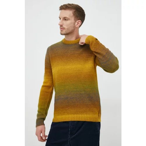 Sisley Volnen pulover moški, rumena barva,