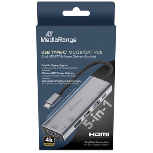 Mediarange USB Type-C&reg; 5-u-1 multiport (HDMI x2,...)adapter, srebrni, MRCS511 Cijene