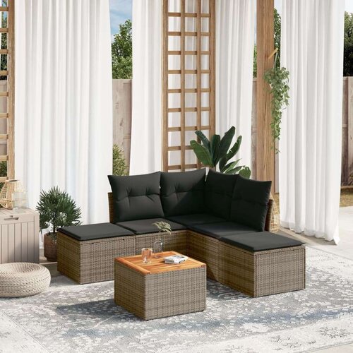 VidaXL 6-dijelni set vrtnih sofa od poliratana s jastucima sivi Slike