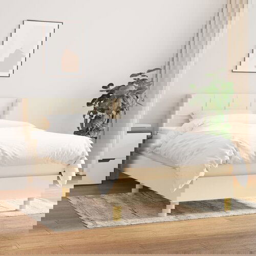 VidaXL Krevet s oprugama i madracem krem 100 x 200 cm od tkanine Slike