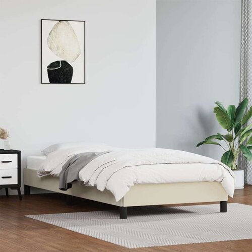 vidaXL Posteljni okvir krem 90x190 cm umetno usnje Cene