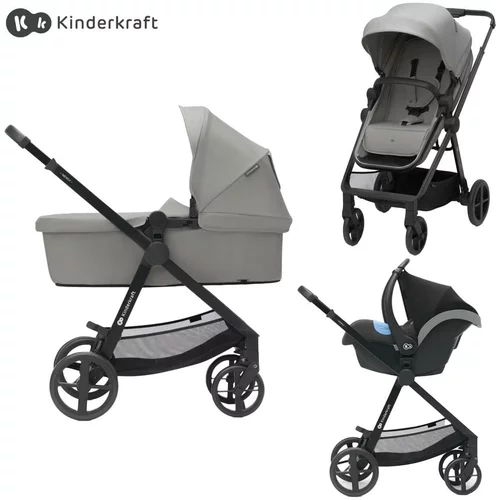 Kinderkraft otroški voziček 3v1 newly™ moonlight grey + mink™ pro