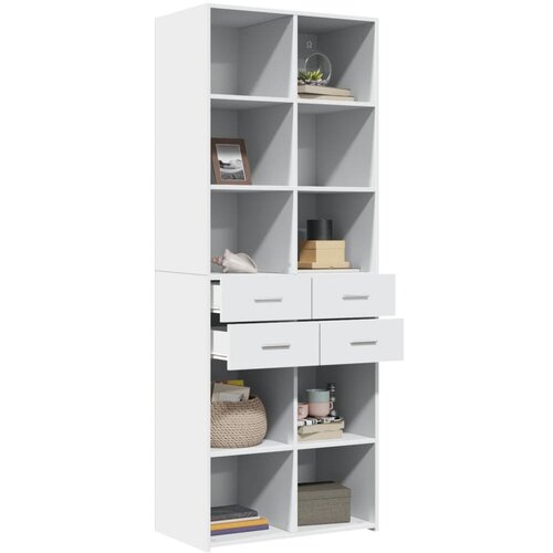  Visoka komoda bijela 70 x 42,5 x 185 cm od konstruiranog drva Slike