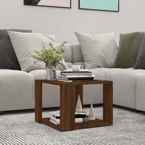  Stolić za kavu boja smeđeg hrasta 40x40x30 cm konstruirano drvo Slike