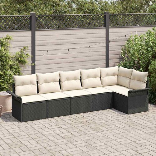  Sjedeća garnitura za vrt 6 kom. Bež poliratan 297,5 x 132,5 x 69 cm Slike