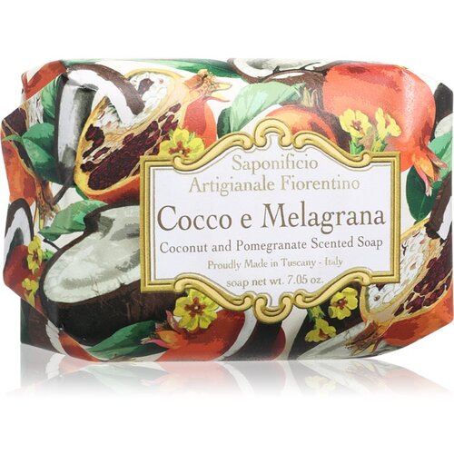 Saponificio Artigianale Fiorentino Coconut and Pomegranate Perfumed Soap naravno trdo milo 200 g Slike