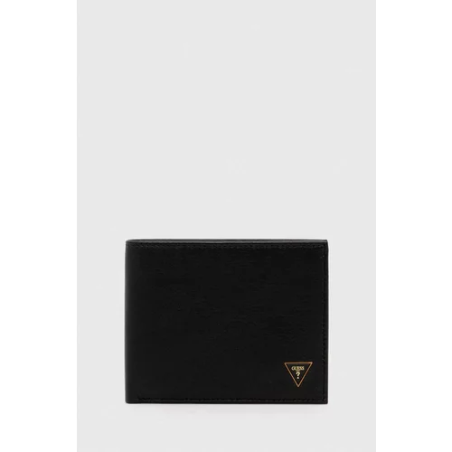 Guess Usnjena denarnica moški, črna barva