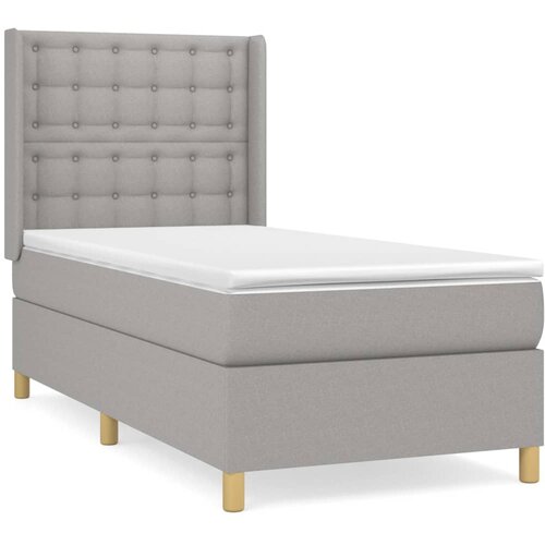 Maison Chic Box spring postelja - Vzmetna postelja z vzmetnico svetlo siva 90x190 cm blago SL7587, (21904380) Slike