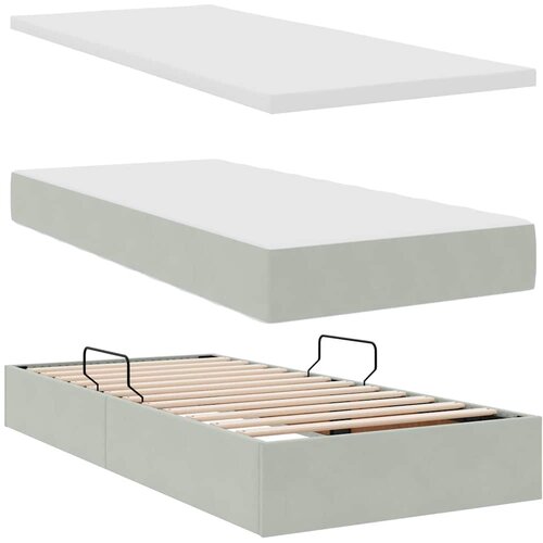  Krevet s od storage Svijetlo siva 200 x 200 cm Bar&amp;scaron;un Svjetlosiva Slike