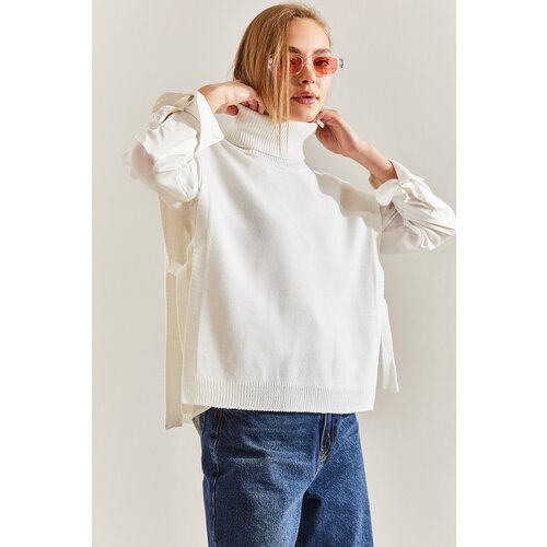 Bianco Lucci Women's Turtleneck Belt Tie Knitwear Sweater Cene