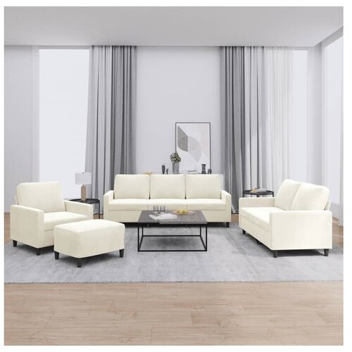 vidaXL 4-dijelni set sofa s jastucima krem baršunasti Cijene