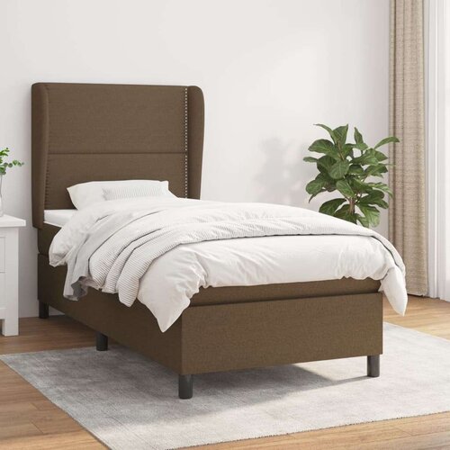  Box spring postelja z vzmetnico temno rjava 100x200 cm blago, (20846697) Slike