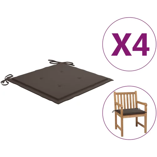 vidaXL jastuci za vrtne stolice 4 kom smeđe-sivi 50x50x3 cm od tkanine