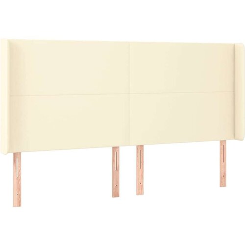  Uzglavlje s u&amp;scaron;ima krem 183x16x118/128 cm od umjetne kože Slike