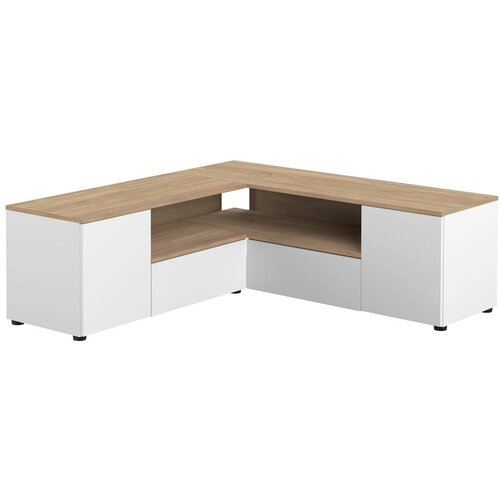 TemaHome Bijela/u prirodnoj boji TV komoda u dekoru hrasta 130x46 cm Angle &amp;ndash; Slike