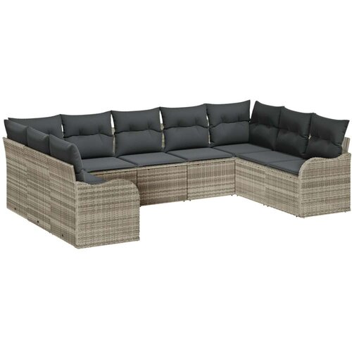  Garnitura za vrt od 9 dijelova s jastučićima svjetlosiva poli ratan 2-sjedna garnitura za vrt s jastučićima svjetlosiva poli ra Cene